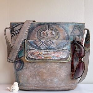 Jane Yoo Wearable Art Handpainted Leather Shoulder Bag